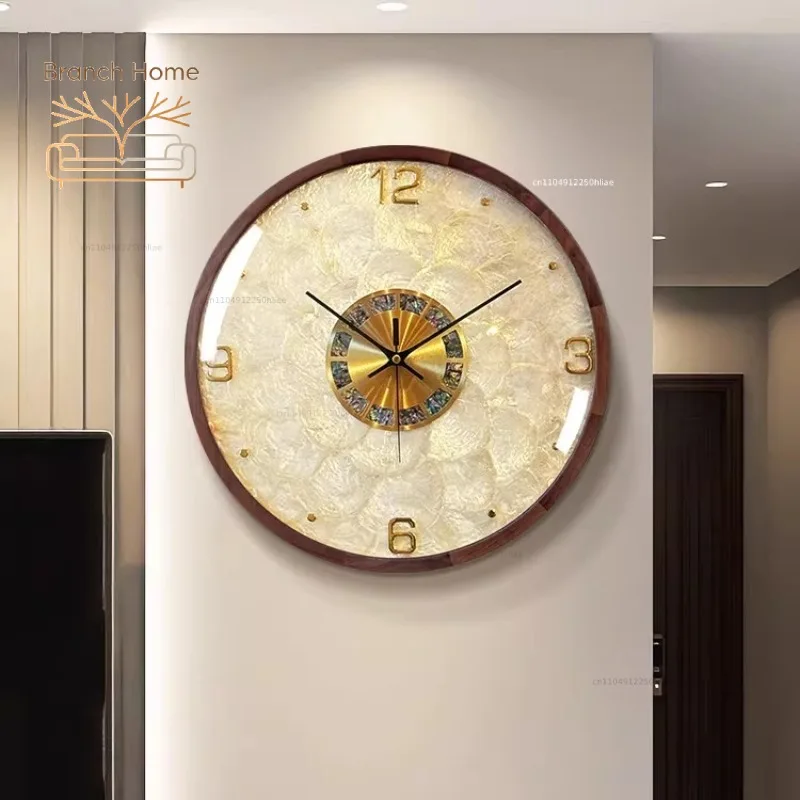 Interior Design Wall Clock Digital Wall Clocks Luxury Shell Interior Design Clock Living Room Decor Elegant Timepiece with Hands
