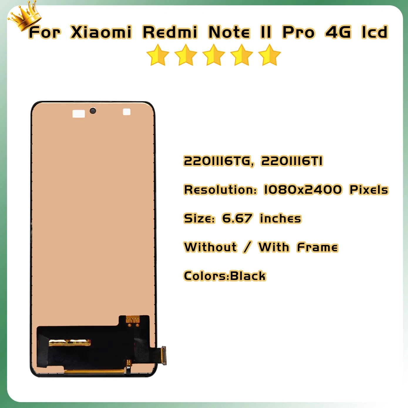 Screen For Xiaomi Redmi Note 11 Pro 4G / 5G LCD Touch Screen 2201116TG 2201116TI 21091116I 2201116SG Display Digitizer Assembly