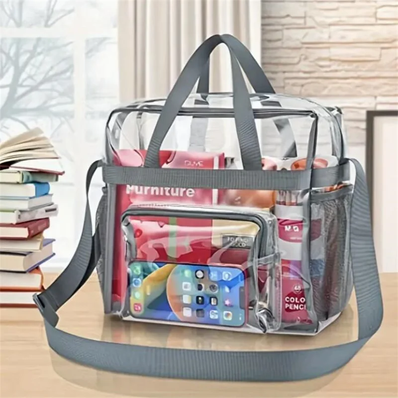 

Portable PVC Transparent Storage Bag Shoulder Crossbody Bag Handbag for Women Lady Large Capacity Clear Shopping Handbag