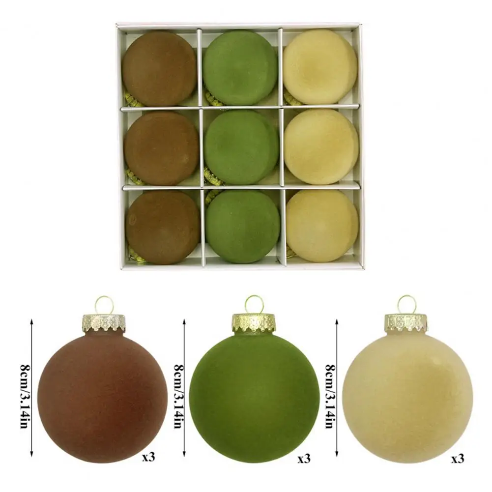 Durable Plastic Christmas Decorations Shatterproof Flocked Christmas Ball Ornaments 9 Pack Soft Texture for Tree for Christmas