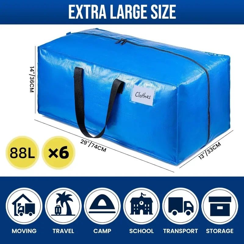 

Authentic.Heavy Duty Moving Bags, Clothing Storage Bags with Blue Clothes Storage Bins Sturdy Zipper and Strong Handles