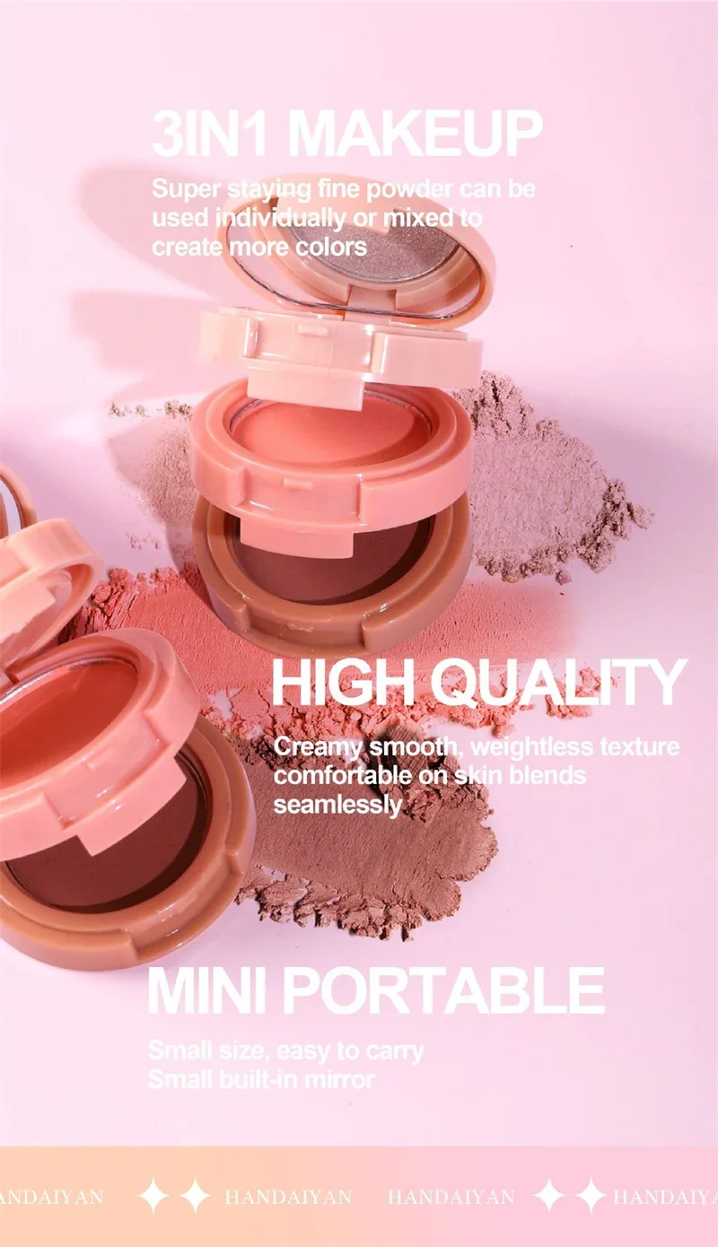 All-in-One Beginner's Face Shimmer Kit: Easy 3-in-1 Highlighter, Contour Powder & Blush Palette