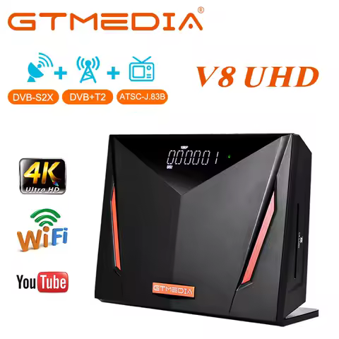 GTMEDIA V8 UHD TV Box DVB-S2/S2X, DVB + Pokemon pinata/T2 4K built-in TV Box 2.4G WIFI For Life Media Player tdt hd tv receiver Support Paris, France