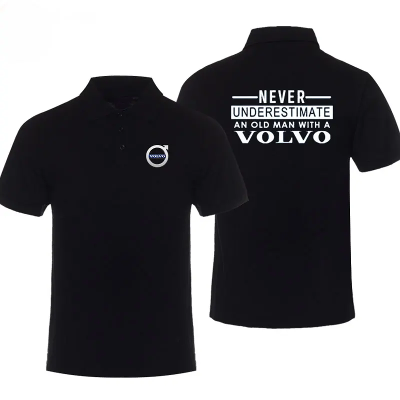 Car Volvo Printed Business Casual Sports Solid Color Short Sleeve Men\'s Popular Lapel Cotton Quality Polo Shirt