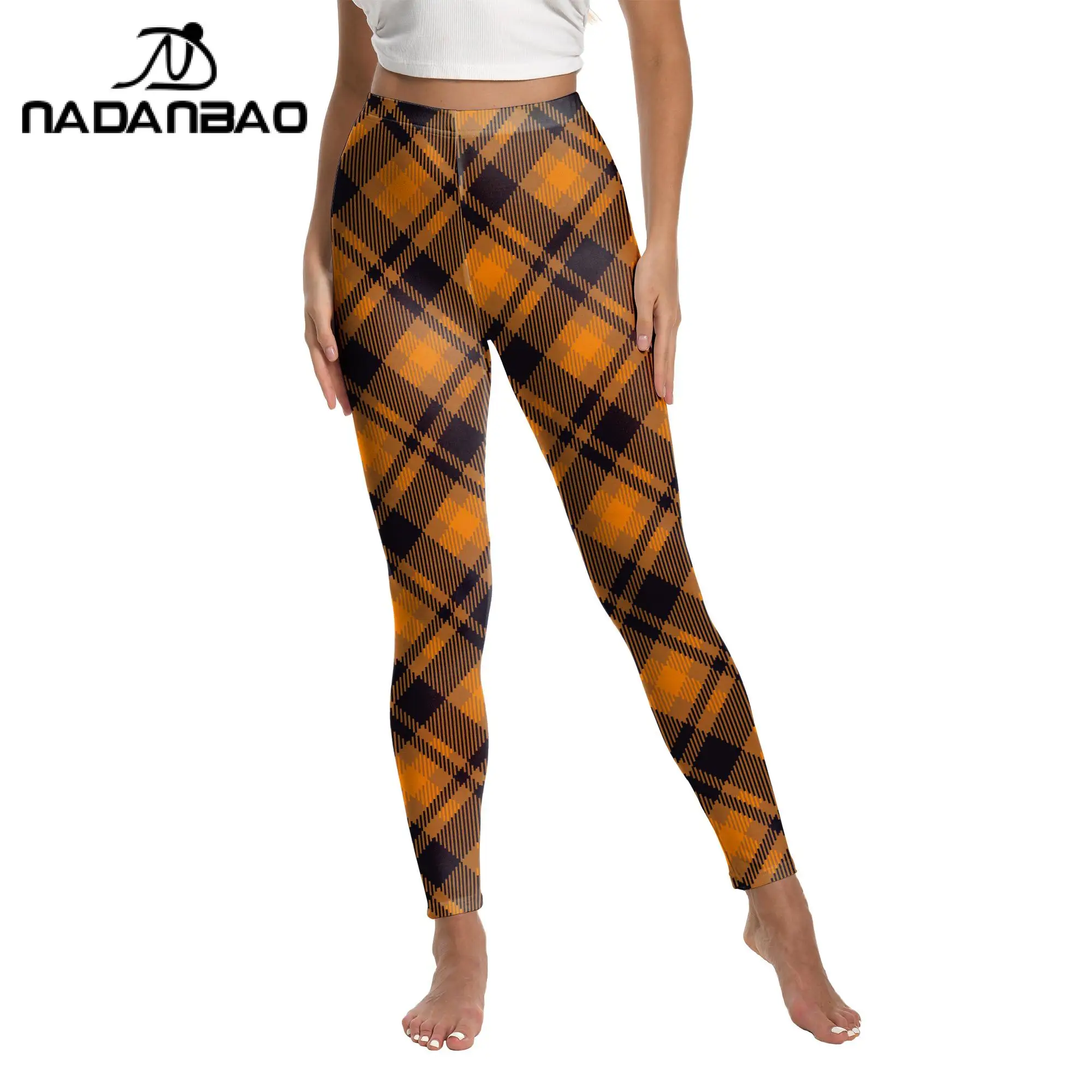 Nadanbao Sports Pants Sexy lattice Lifting Buttocks Sports Tight Pants Women's High Waisted Elastic Fitness Pants Yoga leggings