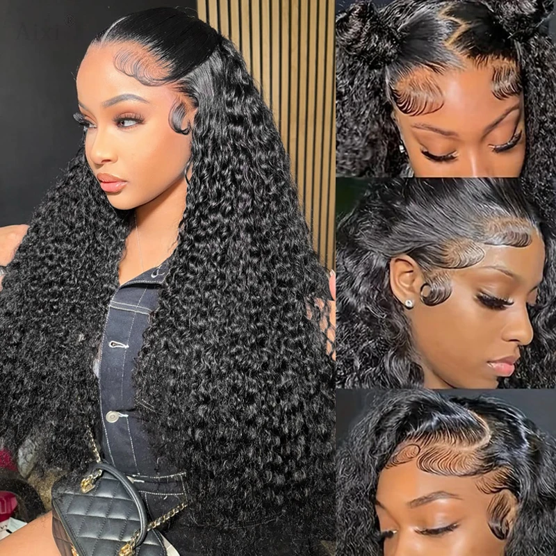 

38-дюймовые глубокие волны, кружевные передние человеческие волосы, парики 13x4, 13x6, прозрачные волнистые вьющиеся человеческие волосы, предварительно сорванные кружевные фронтальные парики