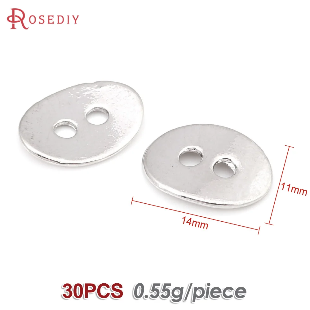 30PCS Imitation Rhodium Vintage Style Zinc Alloy Oval Buttons Connect Charms Diy Jewelry Making Supplies Bracelets Accessories