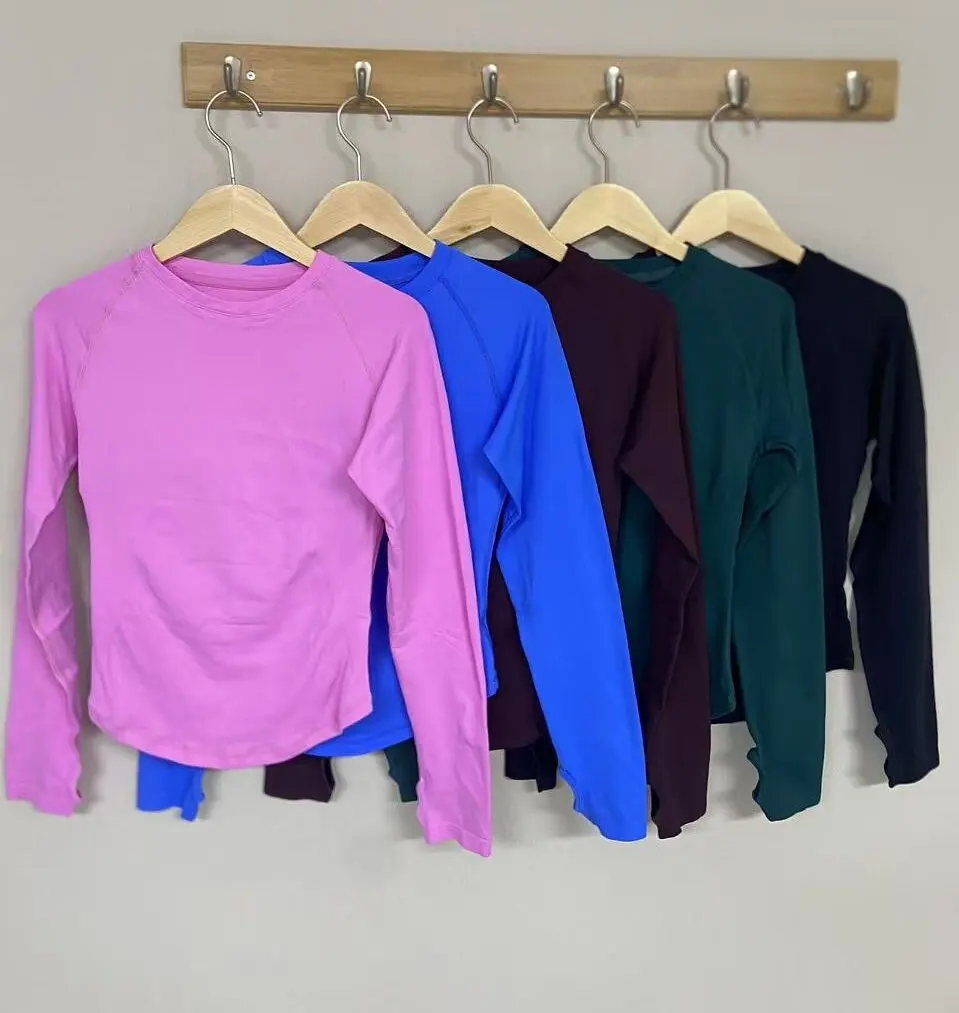 DFYZHE SportsLong Sleeve Top Women's Fitness Clothes Seamless Round Neck Sports Shirt Slim Fit Quick Dry Running Workout Blouse