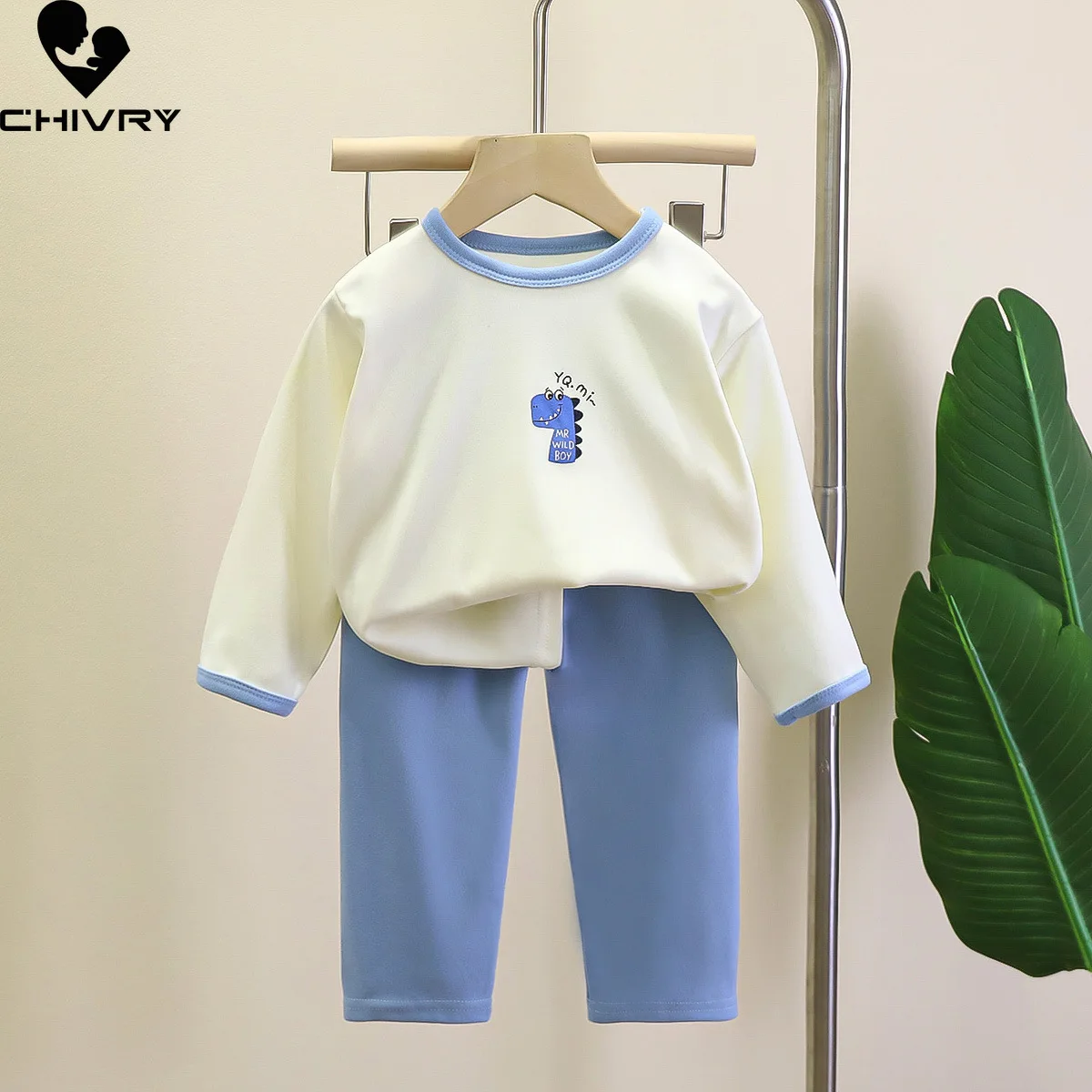 Pijamas cálidos para bebés, niños y niñas, Tops de manga larga con pantalones de dibujos animados, conjuntos de ropa de dormir para niños pequeños, otoño e invierno, nuevo