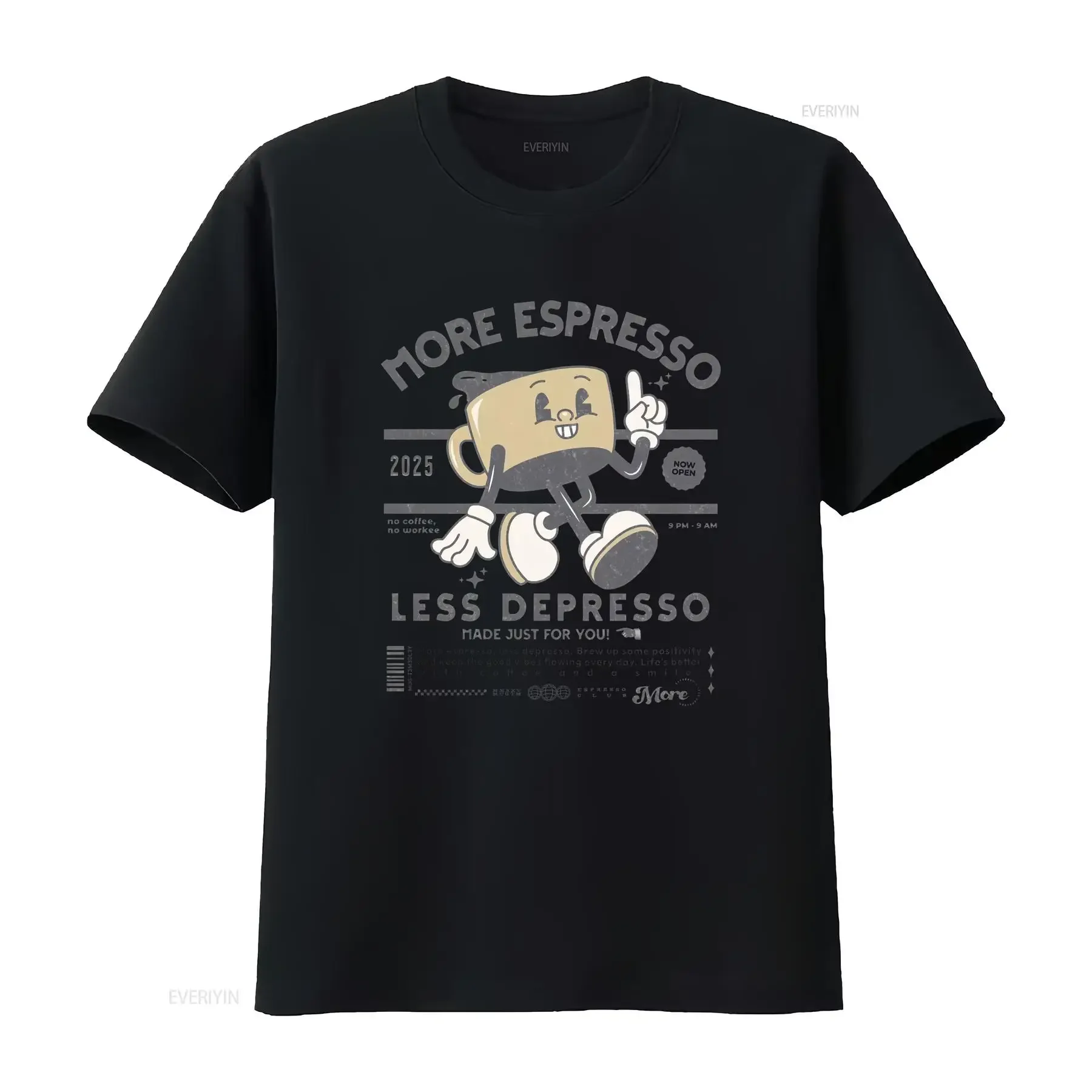 More Espresso Less Depresso T Shirt Retro Coffee  vintage Washed graphic Stylish streetwear Unisex Comfortable designer clothes