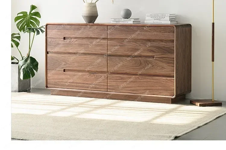 

Скандинавский современный минималистичный шкаф Y1 из массива дерева с восемью отделениями, тумба из североамериканского черного ореха