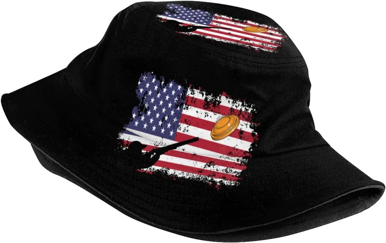 Skeet Shooting USA Flag Trap Shooting Clay Pigeon Bucket Hat, Unisex Reversible Bucket Hats Summer Travel Beach Sun Hat Outdoor