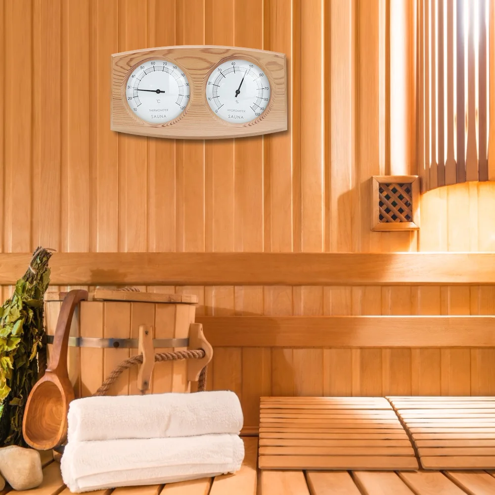 Thermo-hygromètre à bois 2 en 1, thermomètre et hygromètre, accessoires de salle de vapeur pour salle de Sauna, accessoires de salle de Sauna