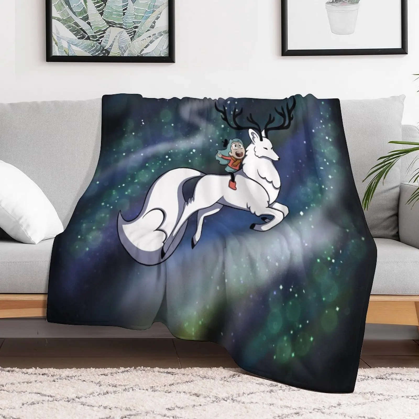 

Hilda & Alpha Deer fox Throw Blanket sofa bed Hairy Cute Blankets