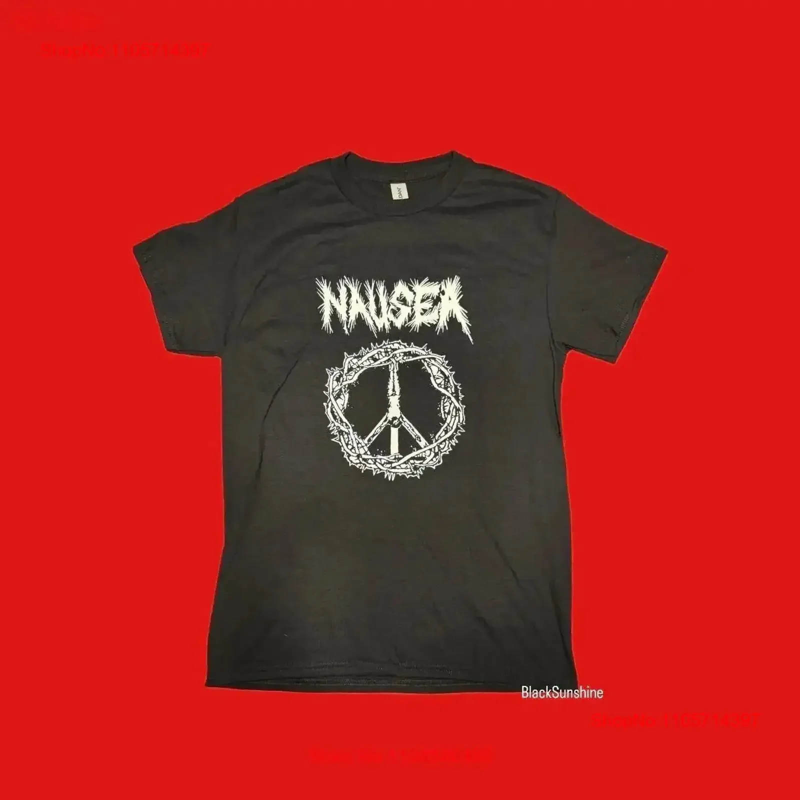 Nausea Peace Sign Anarcho Curst Punk Band T Shirt S vintage Washed Slightly streetwear fashion Comfortable Unisex Stylish