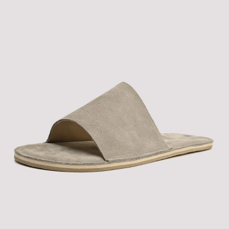 

Мужские модные тапочки из коровьей замши, роскошные качественные удобные летние уличные тапочки ручной работы из натуральной кожи, мужская обувь на плоской подошве