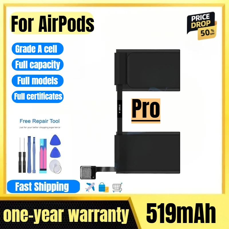 

A2084/A2083for AirPods Pro Third Generation Earphone Charging Compartment Battery High Quality Replacement Bateria Grade A Cell