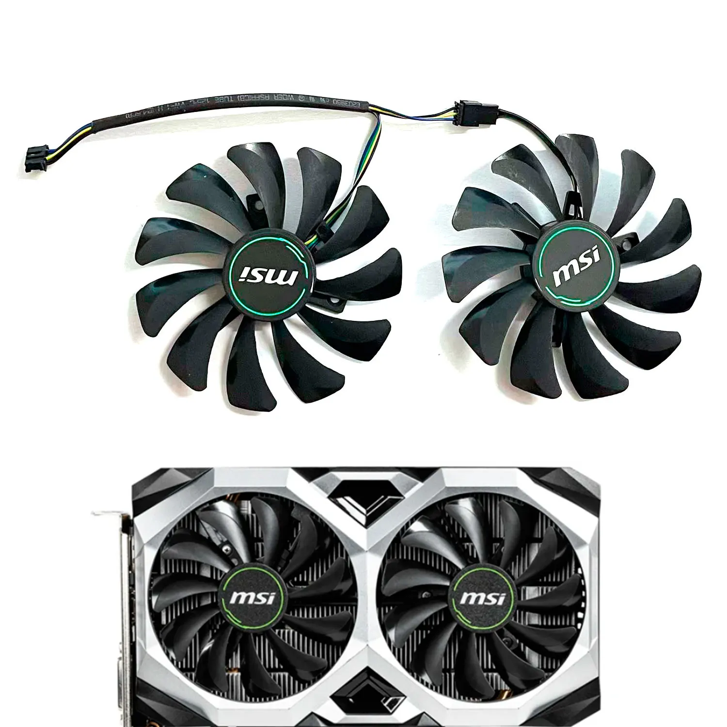 2 SZTUKI/SET HA9010H12F-Z Wentylator GPU ， Dla MSI GTX 1660、1660 SUPER、1660 TI VENTUS XS C、MSI RTX 2060、2060 SUPER VENTUS XS C Wentylator karty graficznej