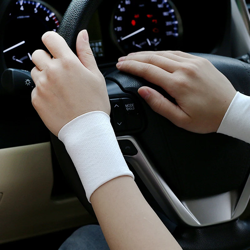 1Pair Elastic Wristband Breathable Summer Ice Silk Cooling Sweat-absorbent Sports Cycling Running Wrist Straps
