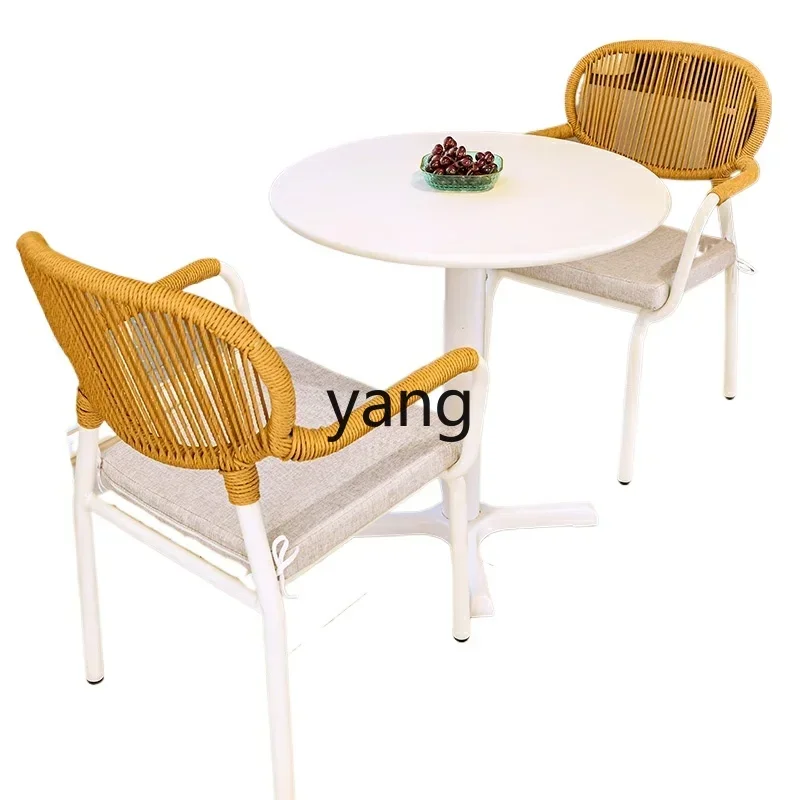 ZL Balcony Small Table and Chair Three-piece Combination Coffee Table One Table Two Chairs Rattan and Chair