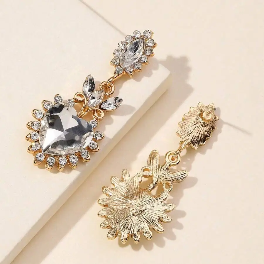 

2PCS Fashion Heart And Floral Drop Earrings For Women