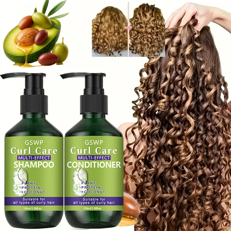 GSWP Curly Hair Care Shampoo and Conditioner Set, Is Moisturizing Properties and Deeply Nourishes and Cares for Curly Hair.200ml