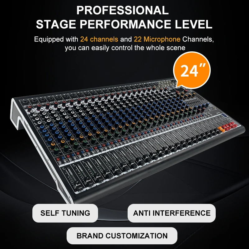 Power Audio Mixer Console With Dsp And Usb Stage Mixers System Controller Mixing Dj 24 Channels Professional Audio Mixer Console