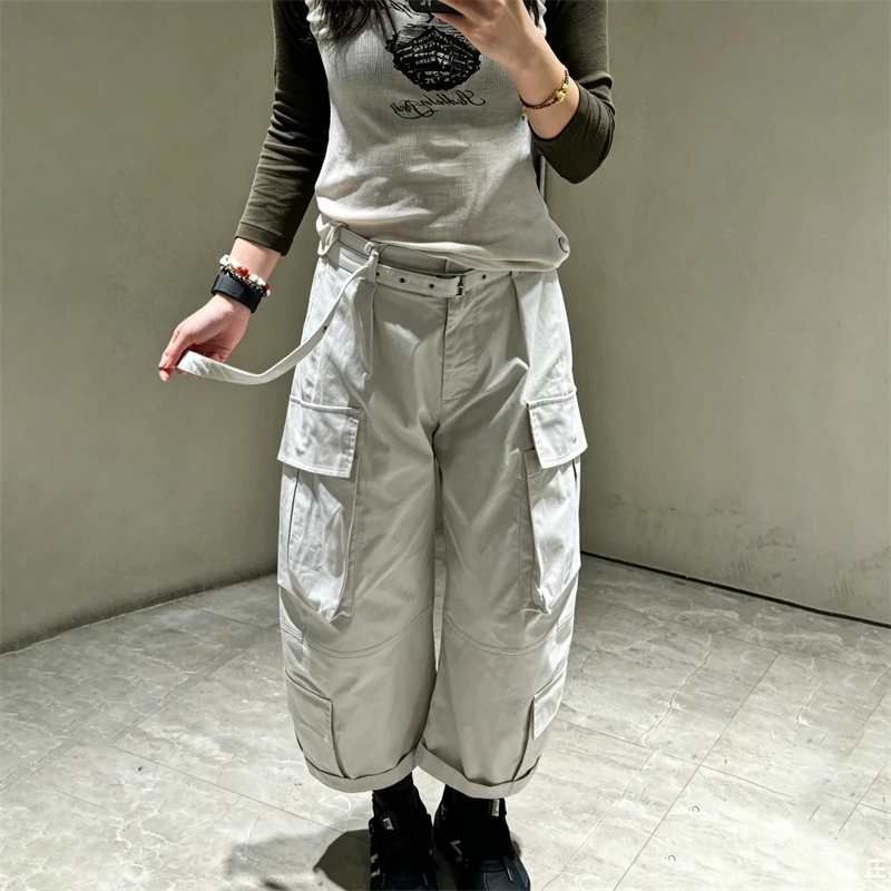 Autumn New Arrival High-Quality Cotton Work Trousers with Multiple Pockets Fashionable Casual Wide Leg Cuffed Pants