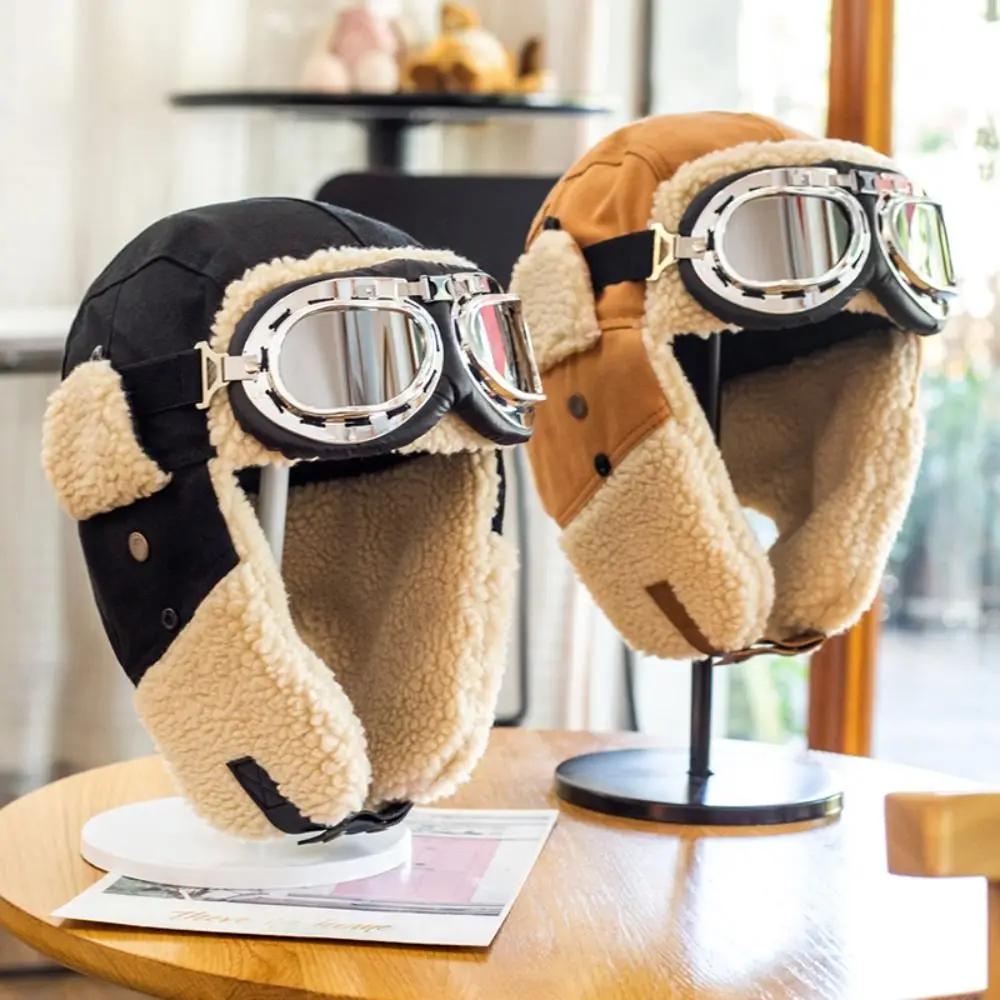 패션 겨울 파일럿 레이펑 모자 따뜻한 두꺼운 캔버스 모자 캐시미어 벨벳 귀마개 스키 모자