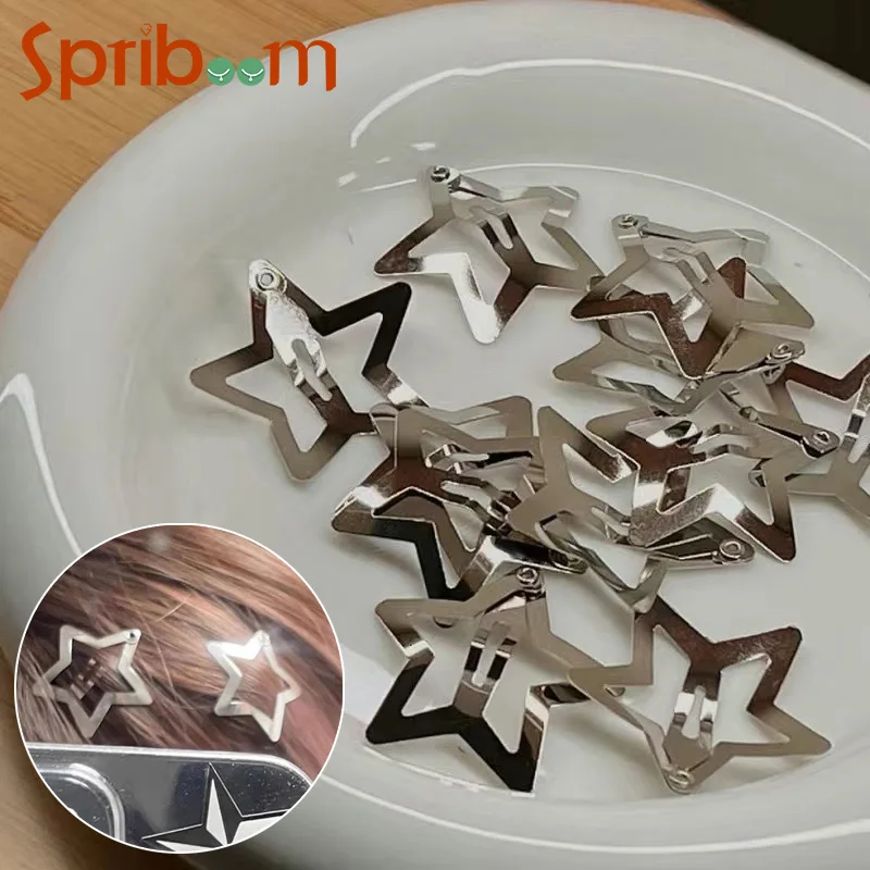 

Y2K Star Hairclip Women Silver Color Cute BB Clips Girls Barrettes Simple Metal Snap Clip Hair Jewelry Accessories New Headdress