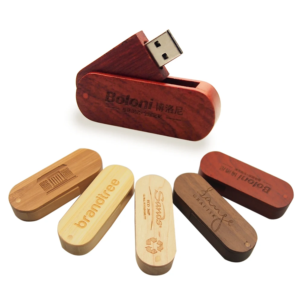 Memoria USB giratoria de madera Flash Drive2.0 Pendrive Memory Stick pen drive 4GB 8GB 16GB 32GB 64GB regalo de boda Cle fotografía usb