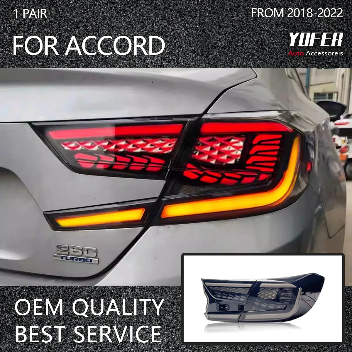 Car LED Lights Rear Tail Lamps For Honda Accord 10th Gen 2018 2019 2020 2021 2022 DRL Start-up Dynamic Light Turn Signal