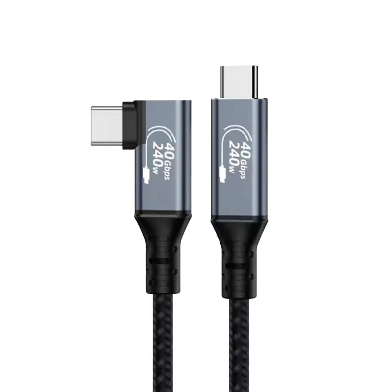 كابل Thunderbolt4 USB4 الكوع كابل زاوية 90 درجة PD240W 40Gbps Type-C Thunderbolt3 كابل شحن البيانات لأجهزة الكمبيوتر المحمول Carplay SSD