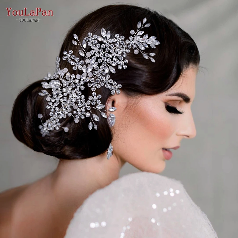 TOPQUEEN Luxury Crystal Wedding Hair Jewelry Bridal Hair Accessories Hair Vine Women Tiara Rhinestone Bridal Headband HP253-S