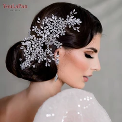 TOPQUEEN Luxury Crystal Wedding Hair Jewelry Bridal Hair Accessories Hair Vine Women Tiara Rhinestone Bridal Headband HP253-S