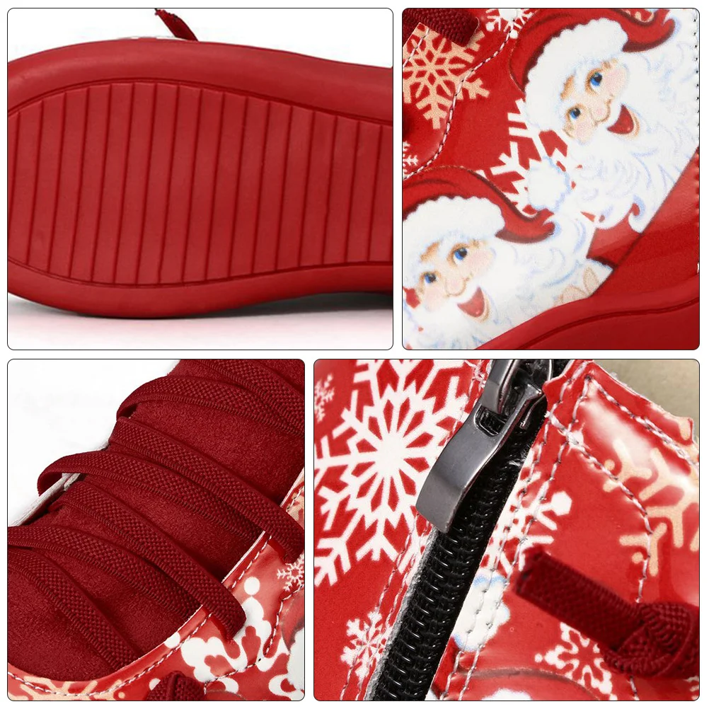 House Shoes for Women Santa Booties Christmas Female Slippers Xmas Short Boots Red Casual Women's