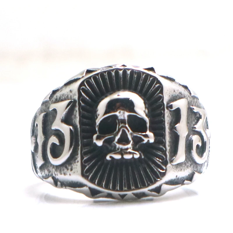 Newest Unisex 316L Stainless Steel Cool 13 Skull Ring