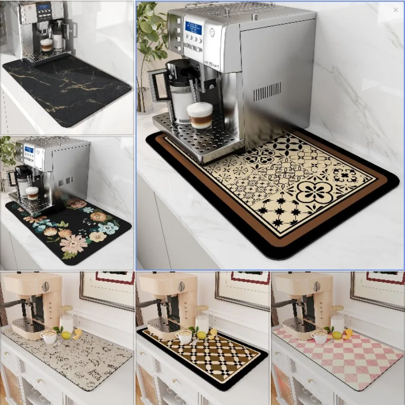 

Absorbent Coffee Mat with Rubber Backing – Hides Stains, Dish Drying Mat Fits Under Coffee Maker/Machine for Kitchen Counters
