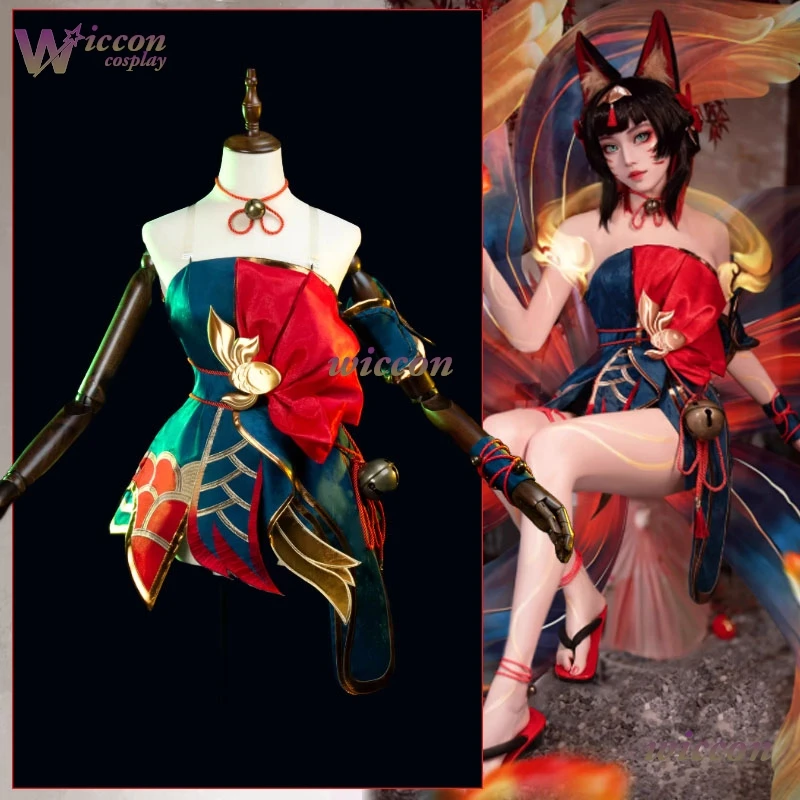 

KospLAY Ahri Spirit Blossom Springs Cosplay Costume Women Custom Size Made Come With One Tail Mask Halloween Kimono Dress Sexy