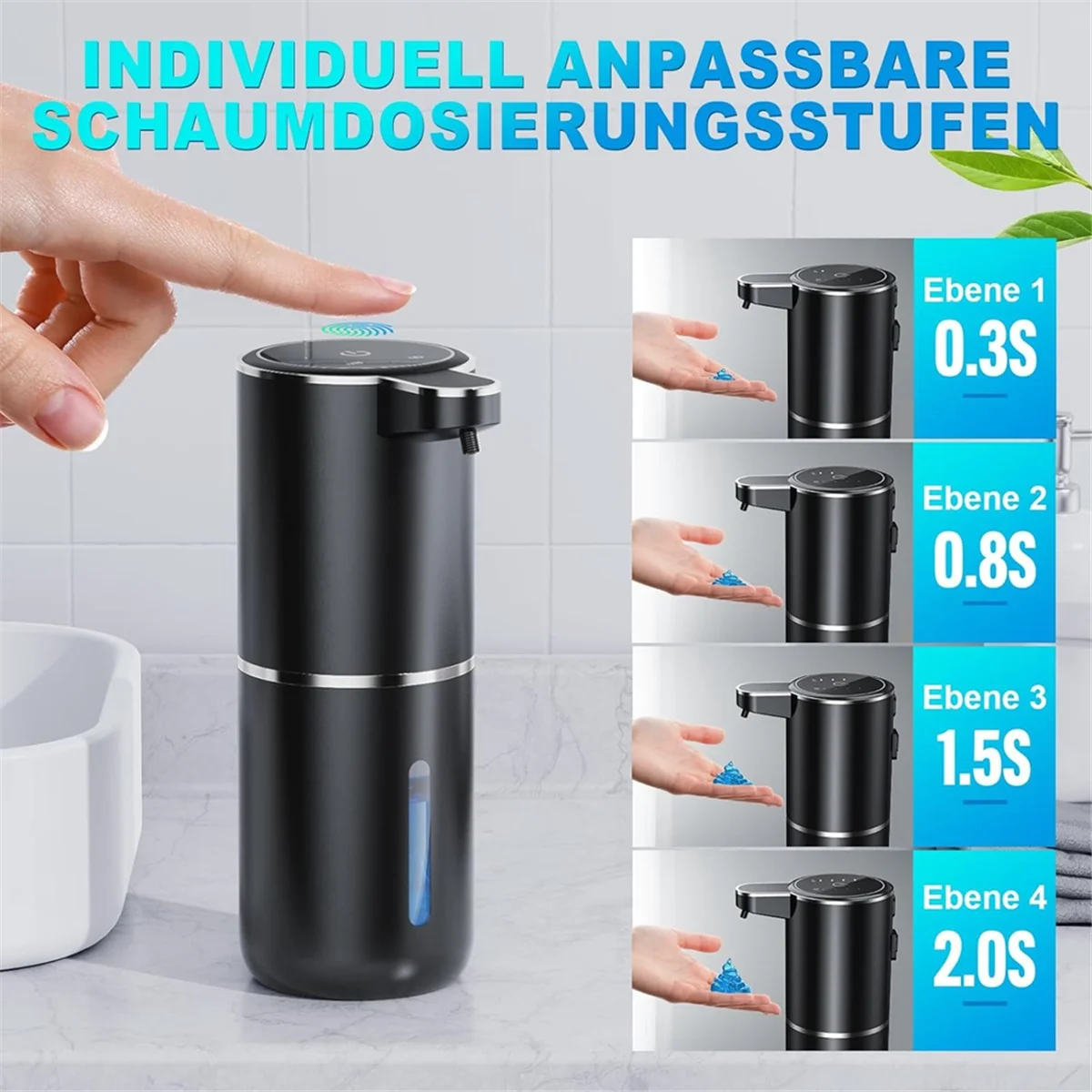 Dispensador de sabão automático, 380 ml, montagem na parede elétrica, dispensador de sabão automático sem contato, gel recarregável por USB