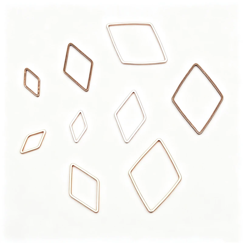 BoYuTe (100 Pieces/Lot) 7*14MM 13*23MM 22*32MM Brass Rhombus-Shaped Connector Jump Ring Diy Jewelry Findings Components