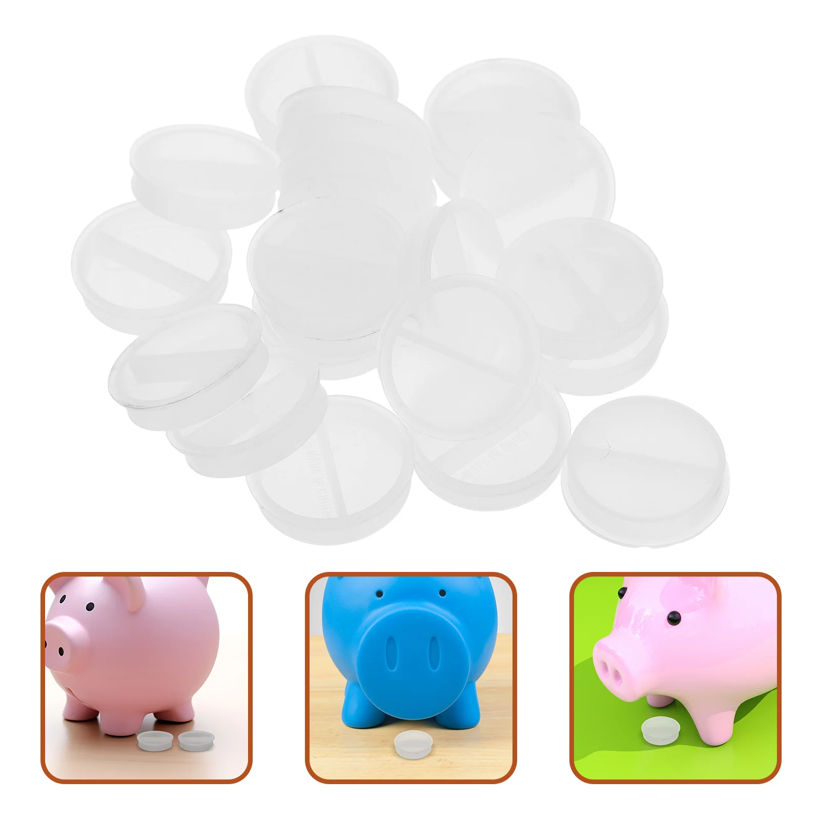 20Pcs Money Box Plug 27mm Transparent Round Shape Versatile Fit for Ceramic Piggy Banks Secure Coin Storage Piggy Bank Stopper