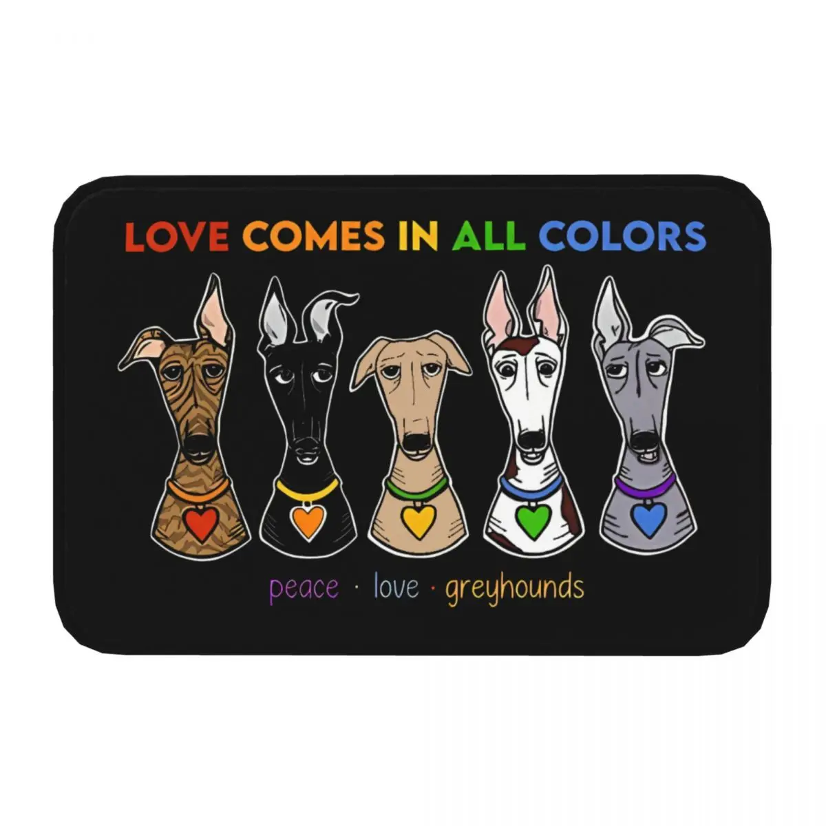 Geryhound Greyhounds Dog Non-slip Doormat Peace Love Pride Graphic Bath Bedroom Mat Prayer Carpet Flannel Modern Decor