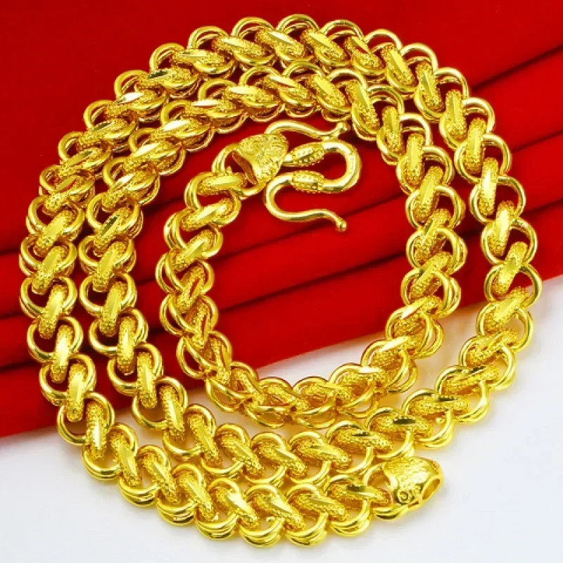 

Necklace 999 gold-plated necklace 24K personality new AU750 thick chain BOSS chain men and women jewelry 60-70cm gold-plated