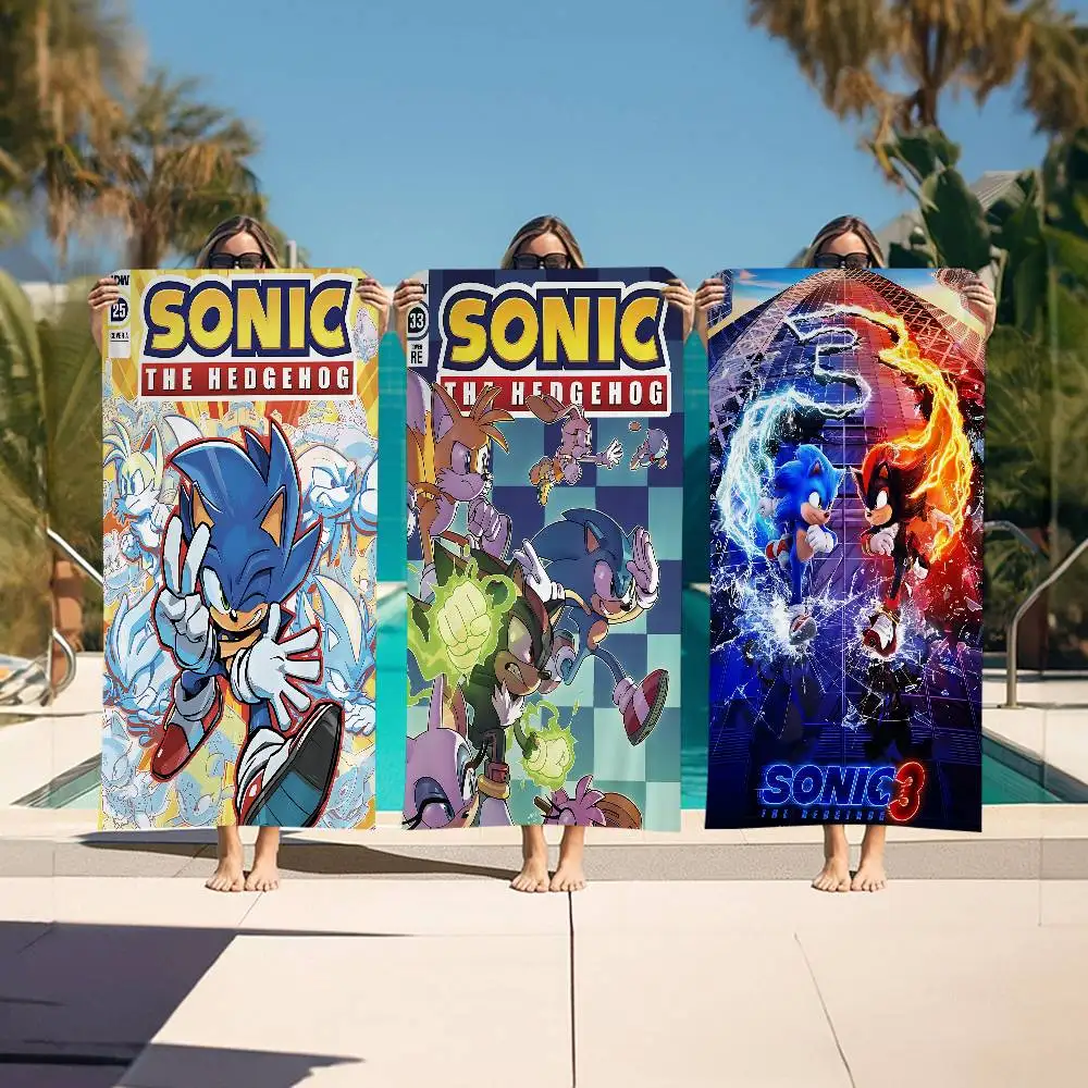 Game S-Sonic Movie Anime Microfiber Beach Towel Absorbent Quick dry Soft Yoga Swimming Resort Mountain Climbing Towel