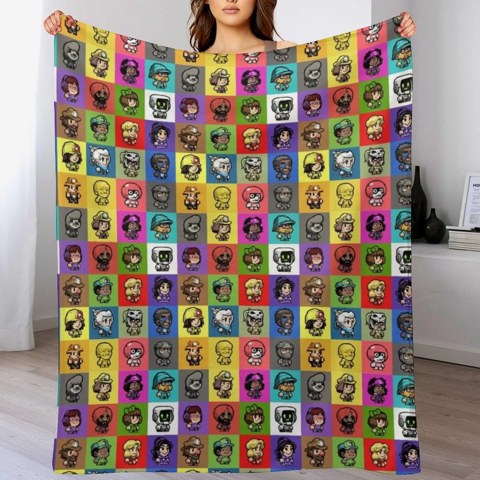

Spelunky 2 Player Characters Pattern Throw Blanket Soft Cozy Blanket for Pet Kids Adults