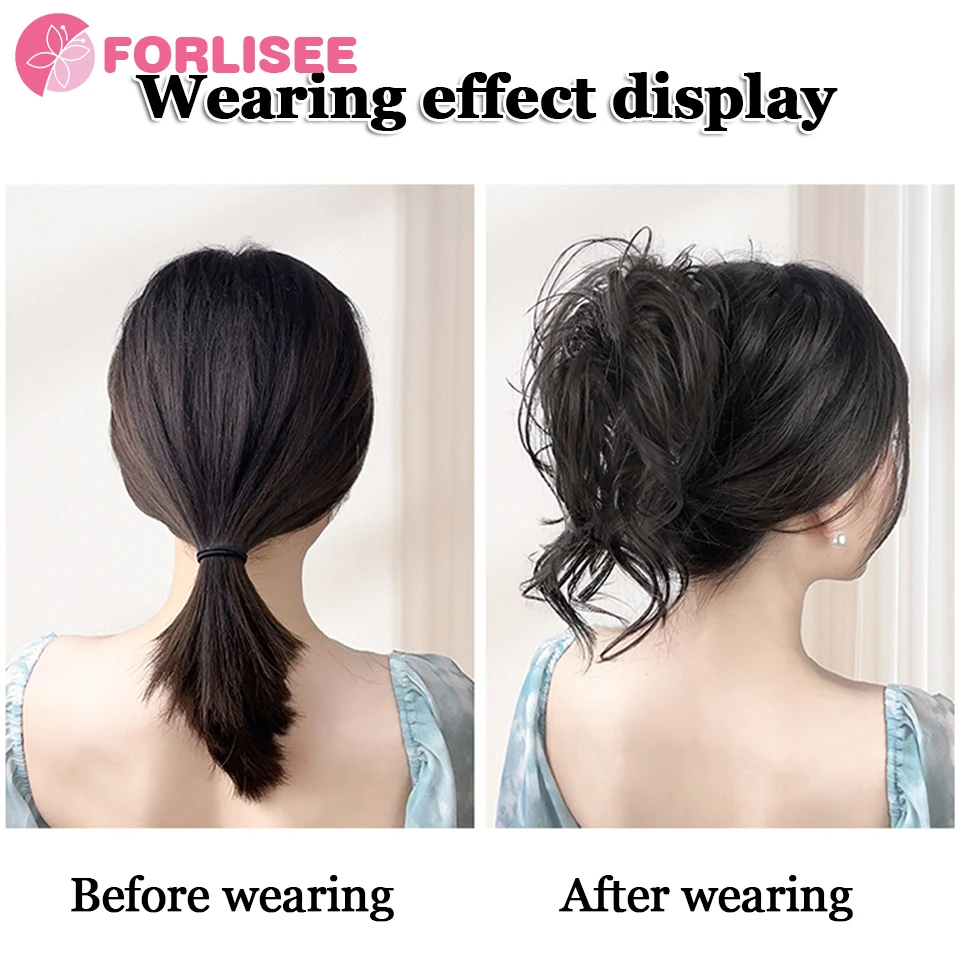 Synthetic Short Wavy Ponytail Ribbon Drawstring Wrap Around Hair Tail Extension Natural Fake Hairpieces for Women