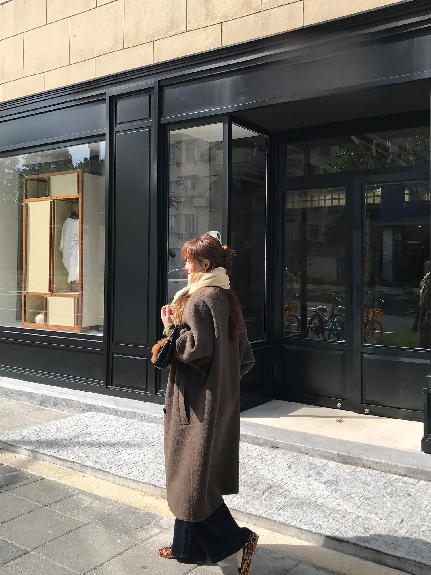 

Double-Sided Woolen Coat Women's Robe Sle Edinburgh Love Winter Outerwear Thiened Korean Version Straight Cut Long Sve