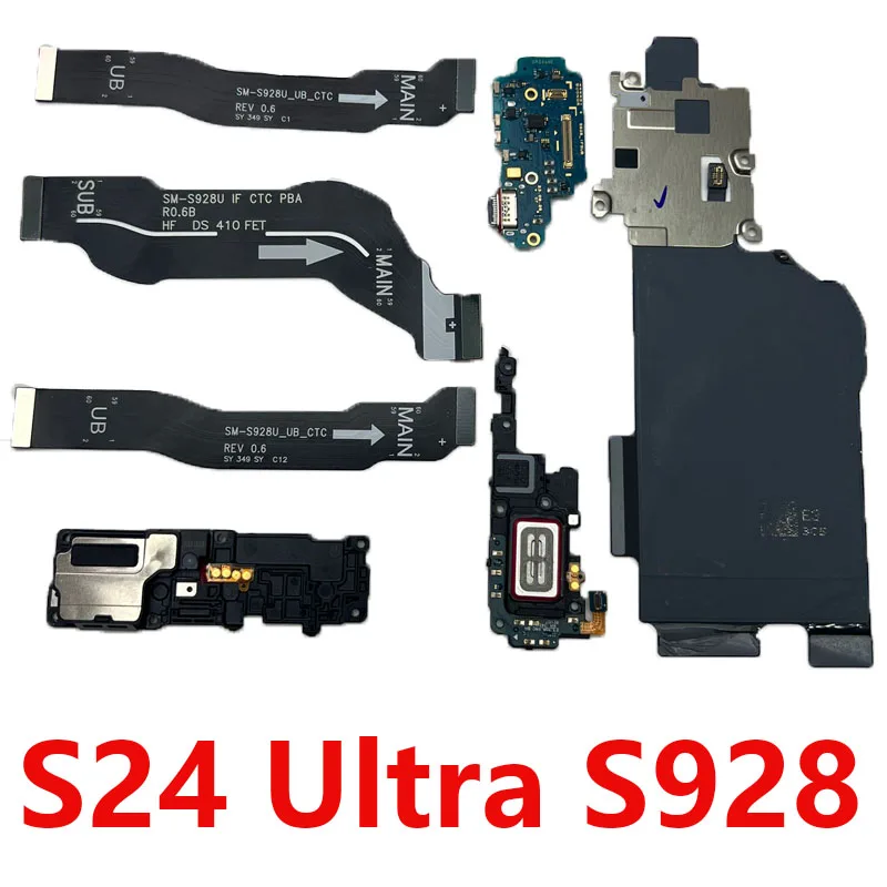 NFC Wireless 5G mmWave Loudspeaker Signal LCD Main Antenna Microphone Charing Port Flex Cable For Samsung Galaxy S24 Ultra