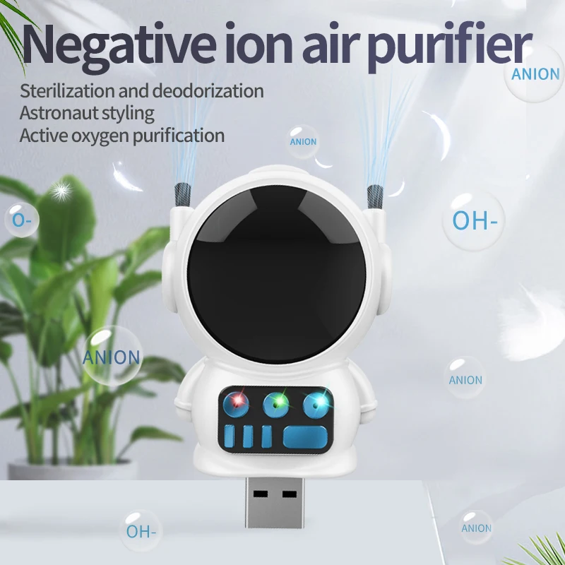 USB-Powered Ion Purifier for Cars Homes and Pet Areas Automatic Quiet Air Cleaner